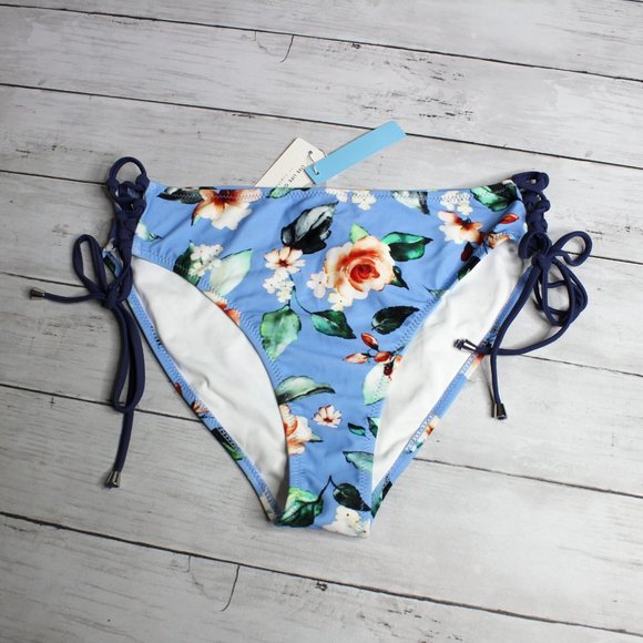Cupshe Swimwear Women's Bikini Swim Bottoms Size XXL Blue Floral - Picture 1 of 5